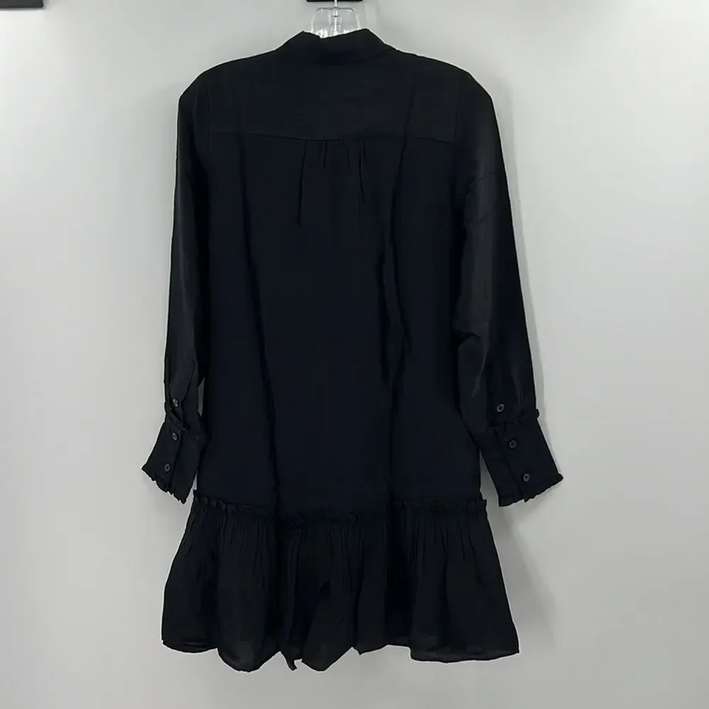 J. Crew Women's Amelia popover shirtdress in drapey viscose twill - Black - XXS